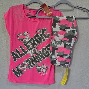 Justice Pink and Gray Pajama Set with Butterfly Design